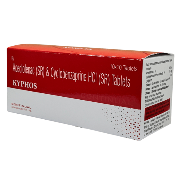 Kyphos Tablet – Dual Action Muscle Relaxant and Pain Reliever